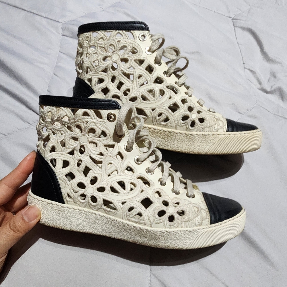 Authentic CHANEL flower cutout sneakers